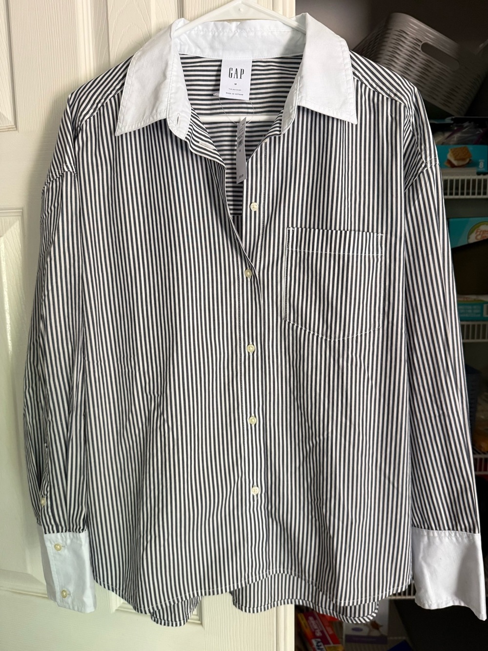 NWT! GAP Blue and White Striped Button-Down “The Big Shirt”.